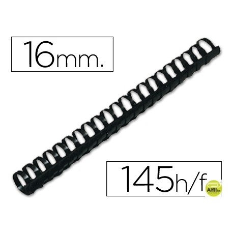 CANUTILLO Q-CONNECT REDONDO 16 MM PLASTICO NEGRO -CAPACIDAD 145 HOJAS