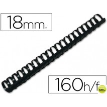 CANUTILLO Q-CONNECT REDONDO 18 MM PLASTICO NEGRO -CAPACIDAD 160 HOJAS