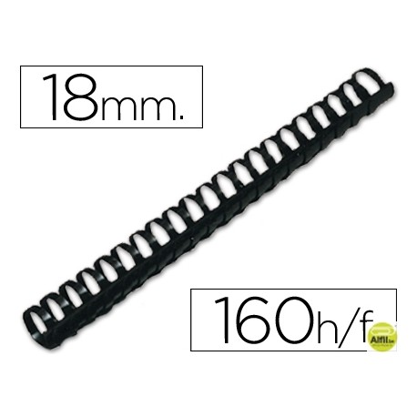 CANUTILLO Q-CONNECT REDONDO 18 MM PLASTICO NEGRO -CAPACIDAD 160 HOJAS
