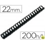 CANUTILLO Q-CONNECT REDONDO 22 MM PLASTICO NEGRO -CAPACIDAD 200 HOJAS
