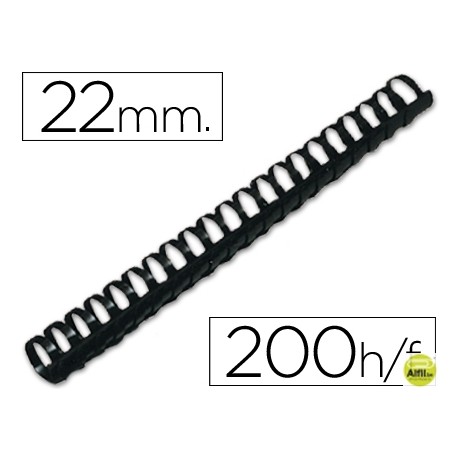 CANUTILLO Q-CONNECT REDONDO 22 MM PLASTICO NEGRO -CAPACIDAD 200 HOJAS