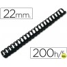 CANUTILLO Q-CONNECT REDONDO 22 MM PLASTICO NEGRO -CAPACIDAD 200 HOJAS