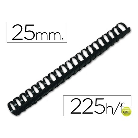 CANUTILLO Q-CONNECT REDONDO 25 MM PLASTICO NEGRO -CAPACIDAD 225 HOJAS