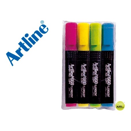 ROTULADOR ARTLINE FLUORESCENTEEK-660 4 -PUNTA BISELADA -BOLSA DE 4 ROTULADORES