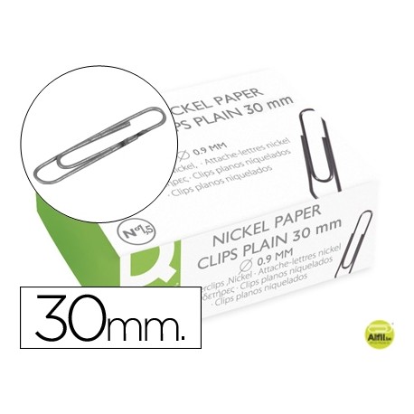 CLIPS NIQUELADOS Q-CONNECT NÌ1,5 30 MM CAJA DE 100
