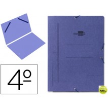 CARPETA GOMAS LIDERPAPEL CUARTO SENCILLA CARTON PINTADO AZUL
