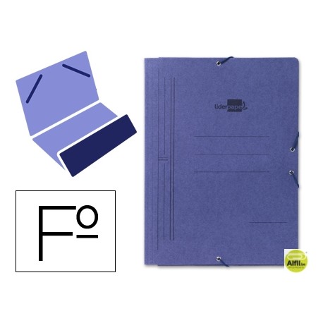 CARPETA GOMAS LIDERPAPEL FOLIO BOLSA CARTON PINTADO AZUL