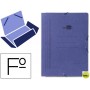 CARPETA GOMAS LIDERPAPEL FOLIO 3 SOLAPAS CARTON PINTADO AZUL