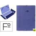 CARPETA GOMAS LIDERPAPEL FOLIO 3 SOLAPAS CARTON PINTADO AZUL