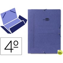 CARPETA GOMAS LIDERPAPEL CUARTO 3 SOLAPAS CARTON PINTADO AZUL