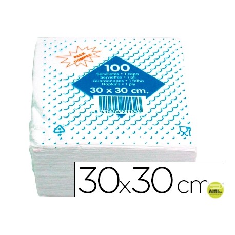 SERVILLETA ALGODON 30X30 CM -1 CAPA -PAQUETE DE 100 UNIDADES