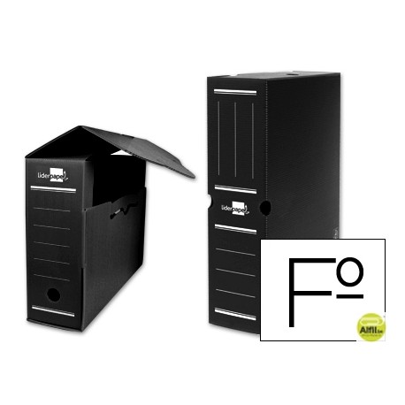 CAJA ARCHIVO DEFINITIVO PLASTICO LIDERPAPEL NEGRO TAMAÑO 36X26X10 CM