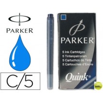 TINTA ESTILOGRAFICA PARKER AZUL PERMANENTE -CAJA DE 5 CARTUCHOS