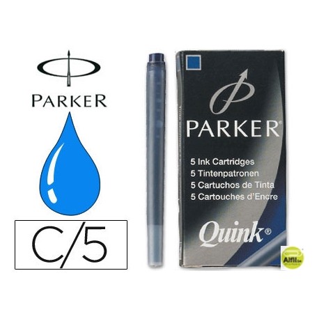 TINTA ESTILOGRAFICA PARKER AZUL PERMANENTE -CAJA DE 5 CARTUCHOS