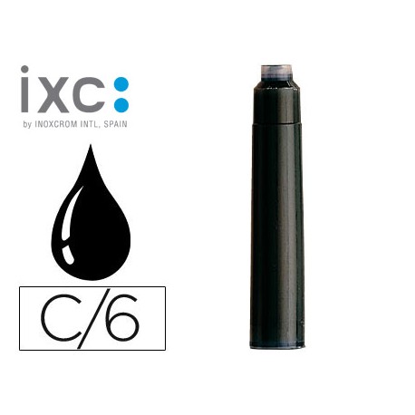 TINTA ESTILOGRAFICA INOXCROM NEGRA -CAJA DE 6 CARTUCHOS