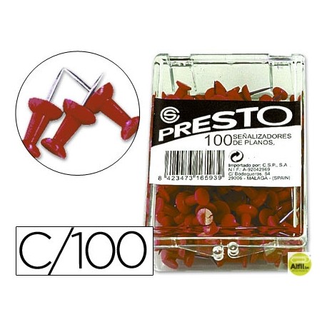 SEÑALIZADOR DE PLANOS PRESTO ROJO -CAJA DE 100 UNIDADES