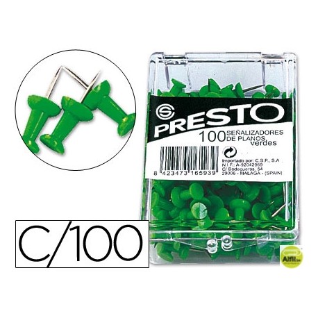 SEÑALIZADOR DE PLANOS PRESTO VERDE -CAJA DE 100 UNIDADES