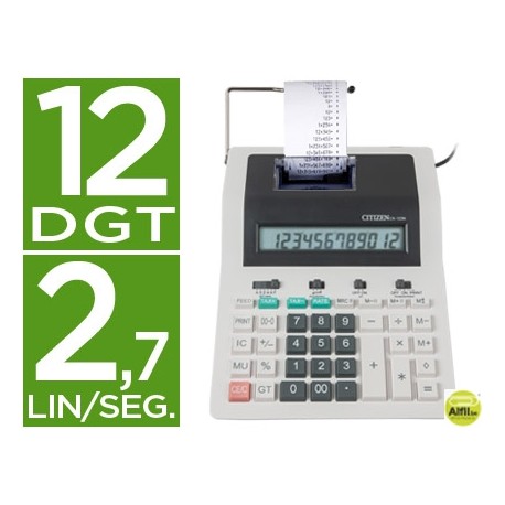 CALCULADORA CITIZEN IMPRESORA PANTALLA PAPEL CX-123 II 12 DIGITOS