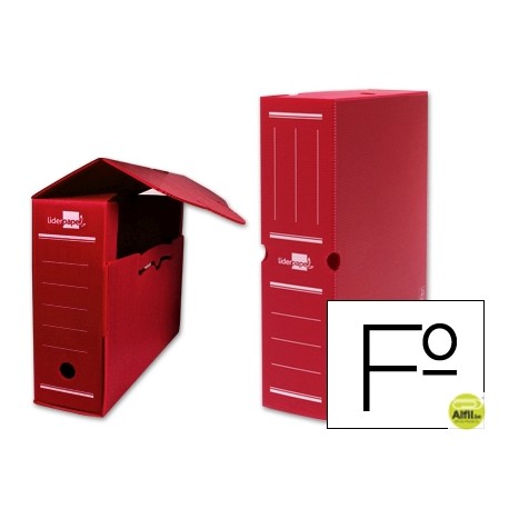 CAJA ARCHIVO DEFINITIVO PLASTICO LIDERPAPEL ROJO TAMAÑO 36X26X10 CM