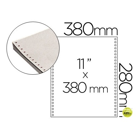 PAPEL CONTINUO 380X11 BLANCO -CAJA DE 2500 HOJAS