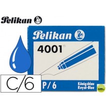 TINTA PARA PLUMAS PELIKAN AZUL REAL -CAJA 6 CARTUCHOS