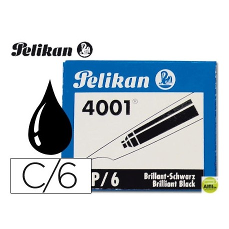 TINTA PARA PLUMAS PELIKAN NEGRA -CAJA 6 CARTUCHOS