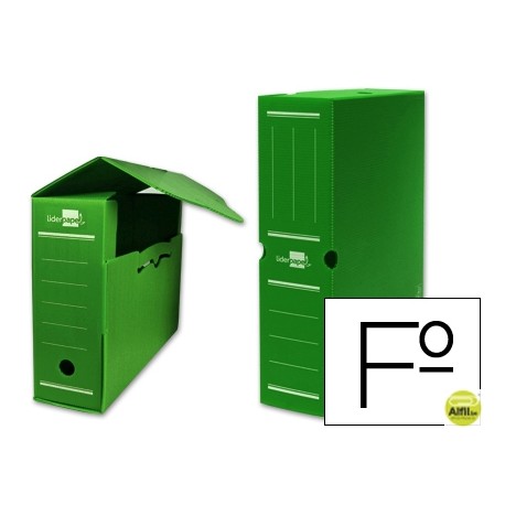 CAJA ARCHIVO DEFINITIVO PLASTICO LIDERPAPEL VERDE TAMAÑO 36X26X10 CM
