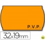 ETIQUETAS METO ONDULADAS 32 X 19 MM PVP FN. ADH 2 -FLUOR NARANJA -ROLLO 1000 ETIQUETAS