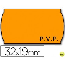 ETIQUETAS METO ONDULADAS 32 X 19 MM PVP FN. ADH 2 -FLUOR NARANJA -ROLLO 1000 ETIQUETAS