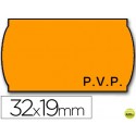 ETIQUETAS METO ONDULADAS 32 X 19 MM PVP FN. ADH 2 -FLUOR NARANJA -ROLLO 1000 ETIQUETAS