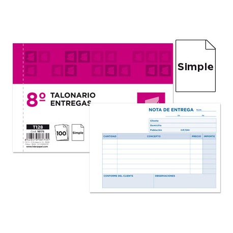 TALONARIO LIDERPAPEL ENTREGAS 8Ì ORIGINAL T128