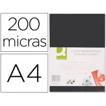 TAPA DE ENCUADERNACION Q-CONNECT ACETATO DIN A4 OPACANEGRA