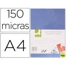 TAPA DE ENCUADERNACION Q-CONNECT PVC DIN A4 INCOLORA 150 MC