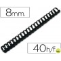 CANUTILLO Q-CONNECT REDONDO 8 MM PLASTICO NEGRO -CAPACIDAD 40 HOJAS