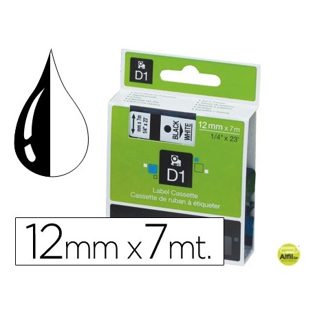 CINTA DYMO 1000 NEGRO-BLANCO 12MM X 7MT