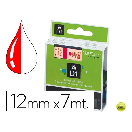 CINTA DYMO 1000 ROJO-BLANCO 12MM X 7MT D1
