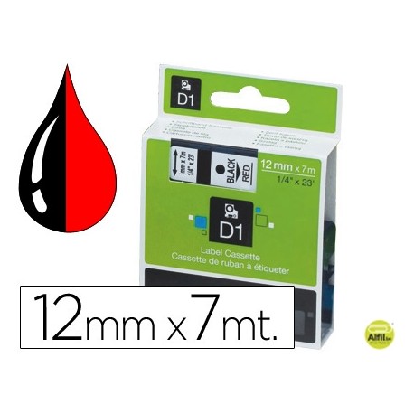 CINTA DYMO 1000 NEGRO-ROJO 12MM X 7MT D1