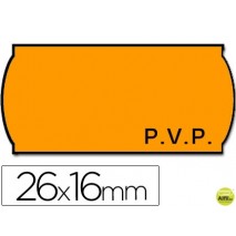 ETIQUETAS METO ONDULADAS 26 X 16 MM PVP FN. ADH 2 -FLUOR NARANJA -ROLLO 1200 ETIQUETAS
