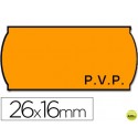 ETIQUETAS METO ONDULADAS 26 X 16 MM PVP FN. ADH 2 -FLUOR NARANJA -ROLLO 1200 ETIQUETAS