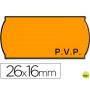 ETIQUETAS METO ONDULADAS 26 X 16 MM PVP FN. ADH 2 -FLUOR NARANJA -ROLLO 1200 ETIQUETAS