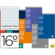 BLOC ESPIRAL LIDERPAPEL BOLSILLO DIECISEISAVO APAISADO INSPIRE TAPA EXTRADURA 80H 60G CUADRO 4MM. CO