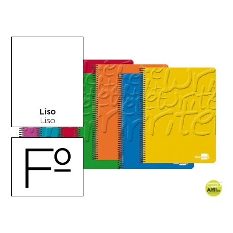 BLOC ESPIRAL LIDERPAPEL FOLIO WRITE TAPA CARTONCILLO 80H 60G LISO. COLORES SURTIDOS