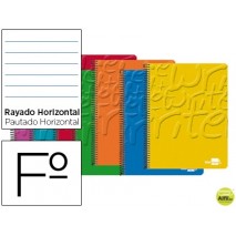 BLOC ESPIRAL LIDERPAPEL FOLIO WRITE TAPA CARTONCILLO 80H 60G HORIZONTAL CON MARGEN. COLORES SURTIDOS