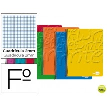 BLOC ESPIRAL LIDERPAPEL FOLIO WRITE TAPA CARTONCILLO 80H 60G MILIMETRADO 2MM  COLORES SUR