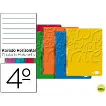 BLOC ESPIRAL LIDERPAPEL CUARTO WRITE TAPA CARTONCILLO 80H 60G HORIZONTAL CON MARGEN. COLORES SURTIDO
