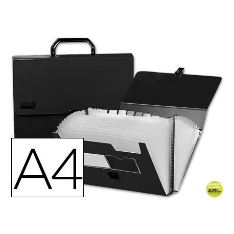 CARPETA BEAUTONE CLASIFICADOR FUELLE 33645 POLIPROPILENO DIN A4 NEGRA CON ASA SUPERLINE 26 DEPARTAME