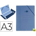 CARPETA GOMAS LIDERPAPEL A3 3 SOLAPAS CARTON PRESPAN AZUL