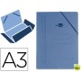 CARPETA GOMAS LIDERPAPEL A3 3 SOLAPAS CARTON PRESPAN AZUL