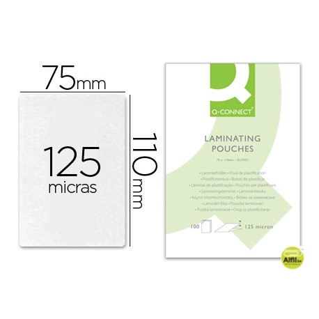 BOLSA DE PLASTIFICAR Q-CONNECT-110 X 75 MM -125 MC -CARNET DE IDENTIDAD