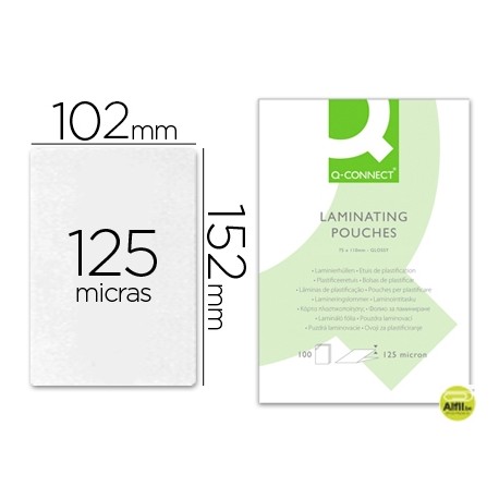 BOLSA DE PLASTIFICAR Q-CONNECT-102 X 152 MM -125 MC -CARNET DE FUTBOL